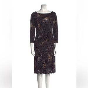 Tory Burch Navy and Tan Long Sleeve Dress